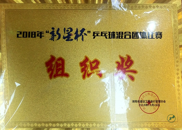 2018“新星杯”乒乓球混合团体比赛组织奖